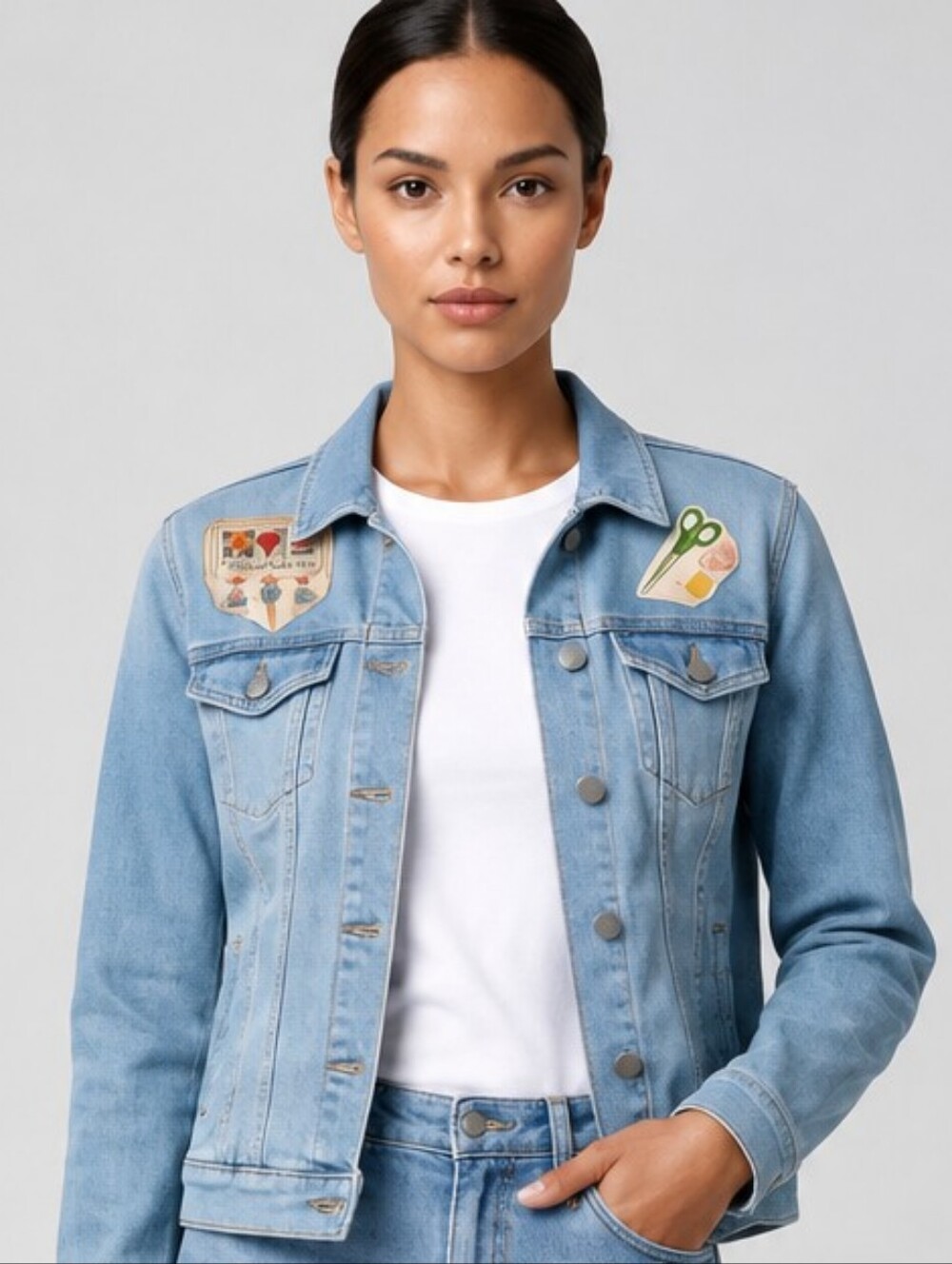 Vintage Lee Riders Denim Jacket Womens XL Blue Embroidered Western Rodeo 80s 90s